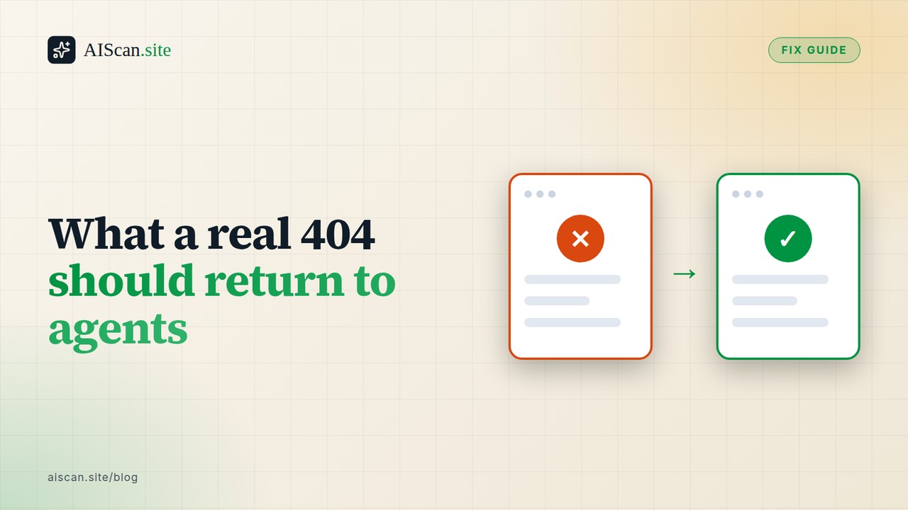 What a real 404 should return to agents — AIScan cover