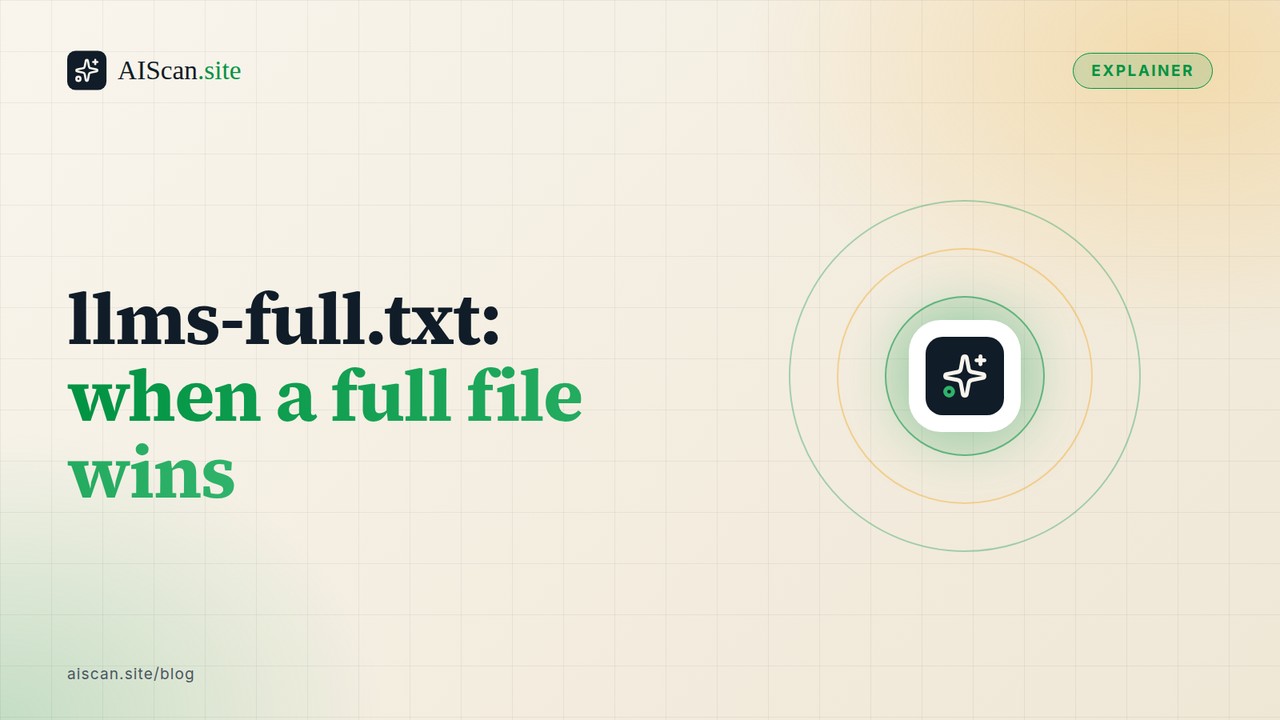 llms-full.txt: when a full file wins — AIScan cover