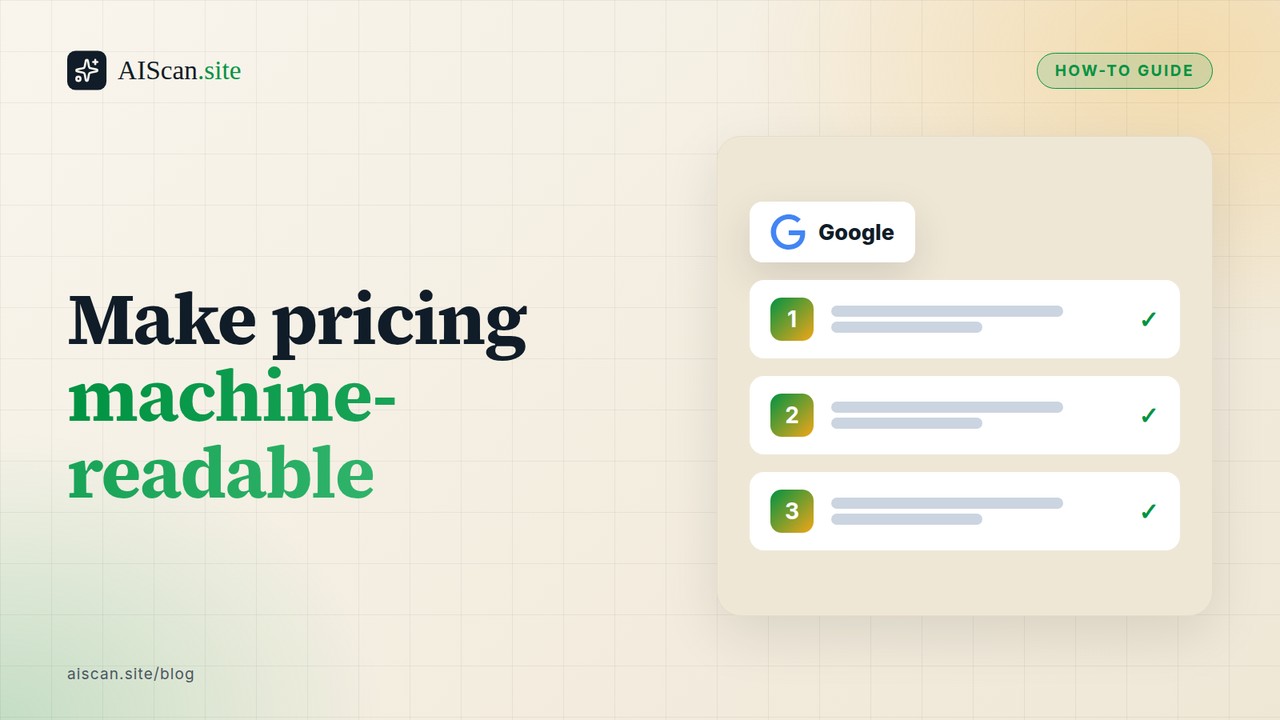 Make pricing machine-readable, with the Google logo — AIScan cover